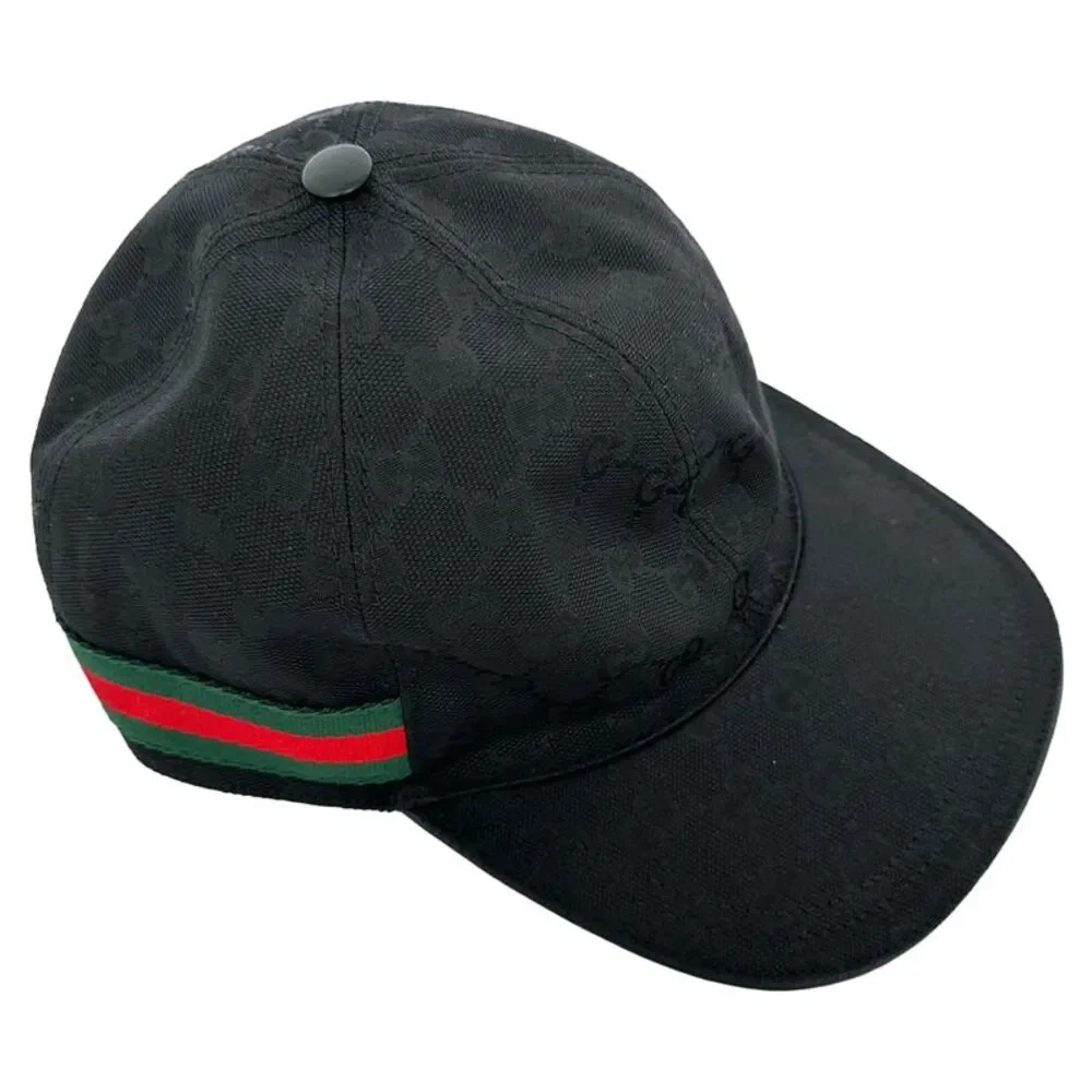 Gucci GG Monogram Web Baseball Cap in Black Canvas